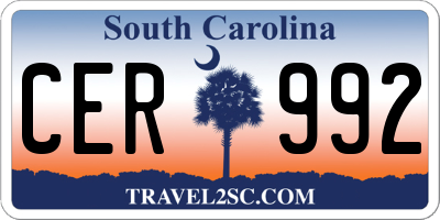 SC license plate CER992