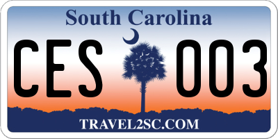 SC license plate CES003