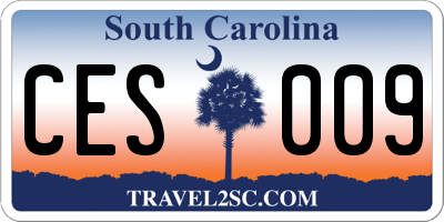 SC license plate CES009