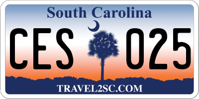 SC license plate CES025