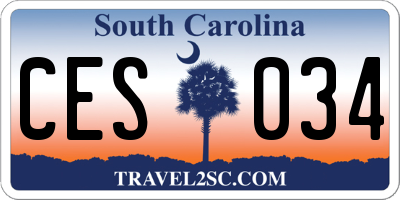 SC license plate CES034