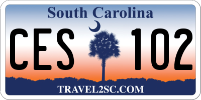 SC license plate CES102