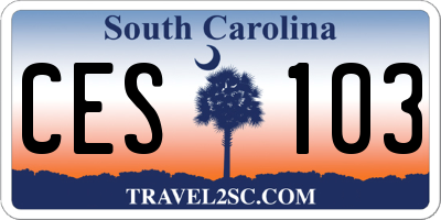 SC license plate CES103