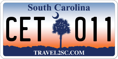 SC license plate CET011
