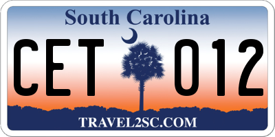 SC license plate CET012