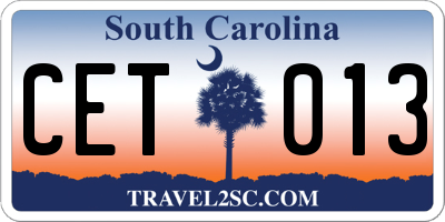 SC license plate CET013