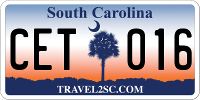 SC license plate CET016