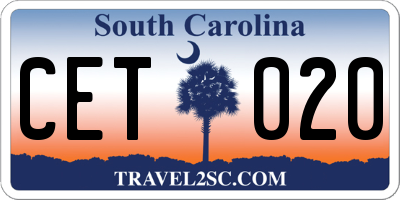 SC license plate CET020