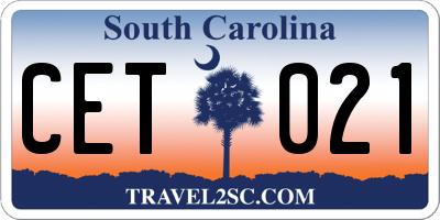 SC license plate CET021
