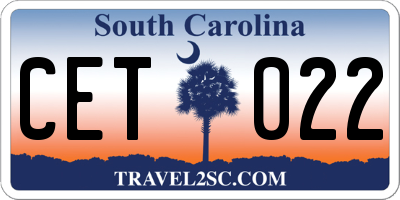 SC license plate CET022