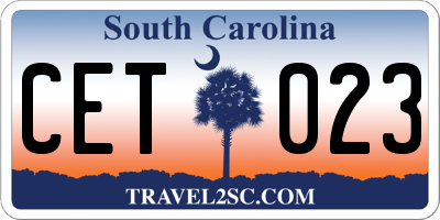 SC license plate CET023