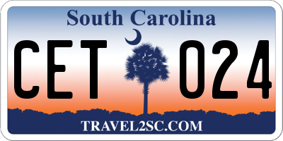 SC license plate CET024