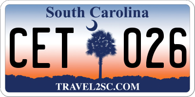 SC license plate CET026
