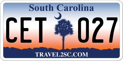 SC license plate CET027