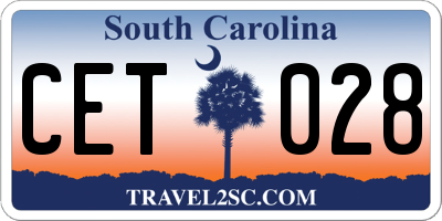 SC license plate CET028