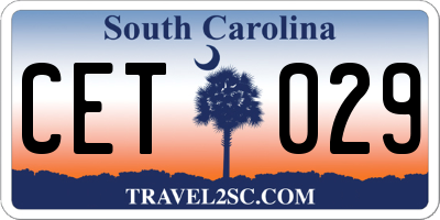 SC license plate CET029