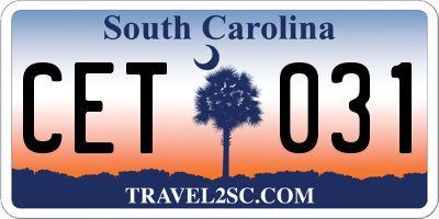 SC license plate CET031