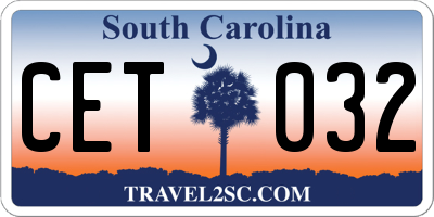 SC license plate CET032