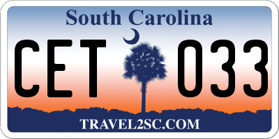 SC license plate CET033