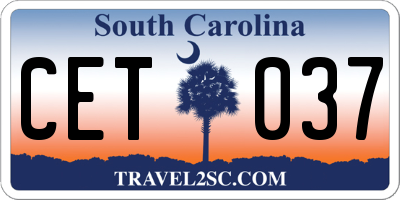 SC license plate CET037