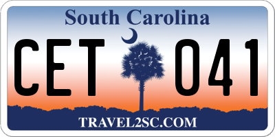 SC license plate CET041