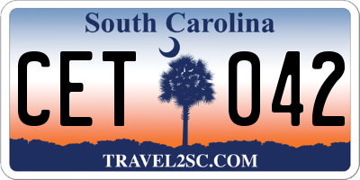 SC license plate CET042