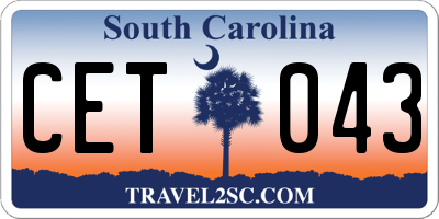 SC license plate CET043