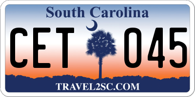 SC license plate CET045