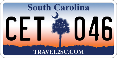SC license plate CET046