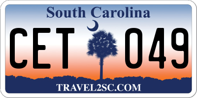 SC license plate CET049