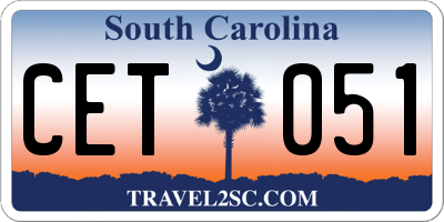 SC license plate CET051