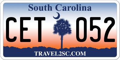 SC license plate CET052