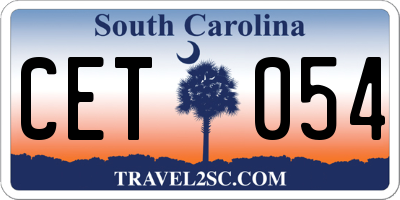 SC license plate CET054