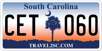 SC license plate CET060