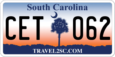 SC license plate CET062
