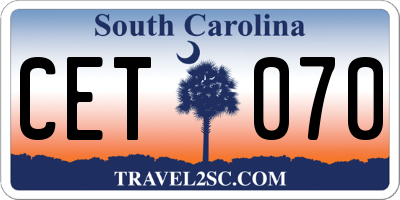 SC license plate CET070