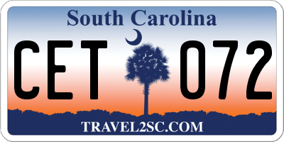 SC license plate CET072