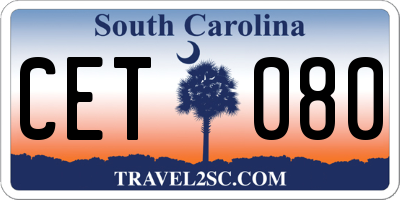 SC license plate CET080
