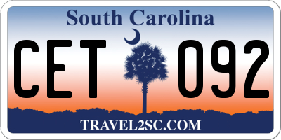SC license plate CET092