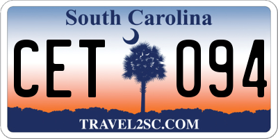 SC license plate CET094