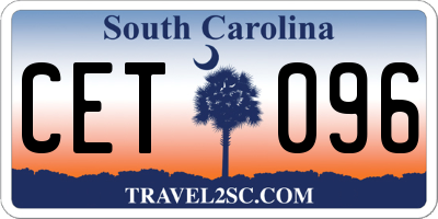 SC license plate CET096