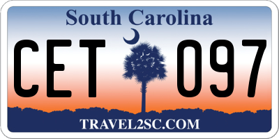 SC license plate CET097
