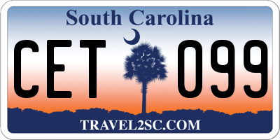 SC license plate CET099