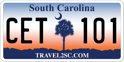 SC license plate CET101