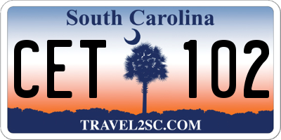SC license plate CET102