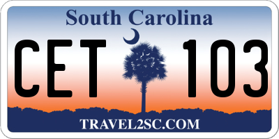 SC license plate CET103