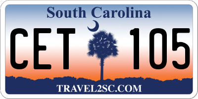 SC license plate CET105
