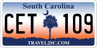 SC license plate CET109