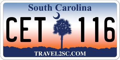 SC license plate CET116