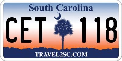 SC license plate CET118